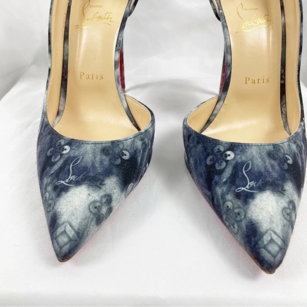 Christian Louboutin Iriza Jean Punk Pointed Toe Logo Stiletto Pumps EU 40.5